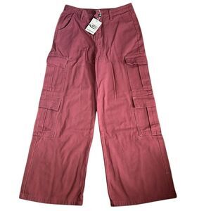 AELFRIC EDEN MULTI POCKET CARGO PANTS, Denim Pink,Size 31,NWT